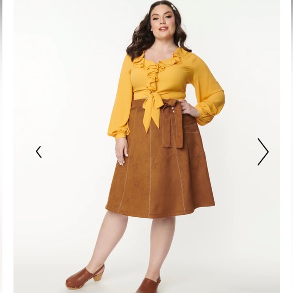 Unique Vintage Dresses & Skirts - Unique Vintage Plus Size Brown Suede Millett 70s Style Western Skirt 2x 18/20